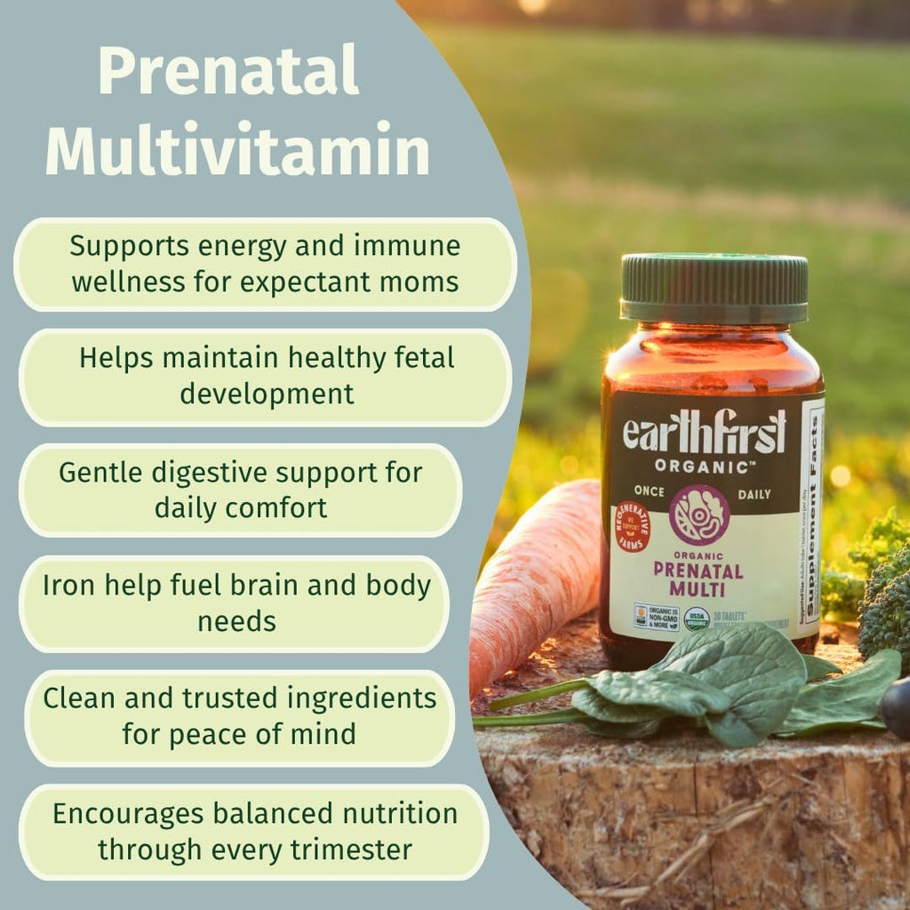 EarthFirst Organic Multivitamínico Prenatal Diario - 60 Comprimidos Veganos