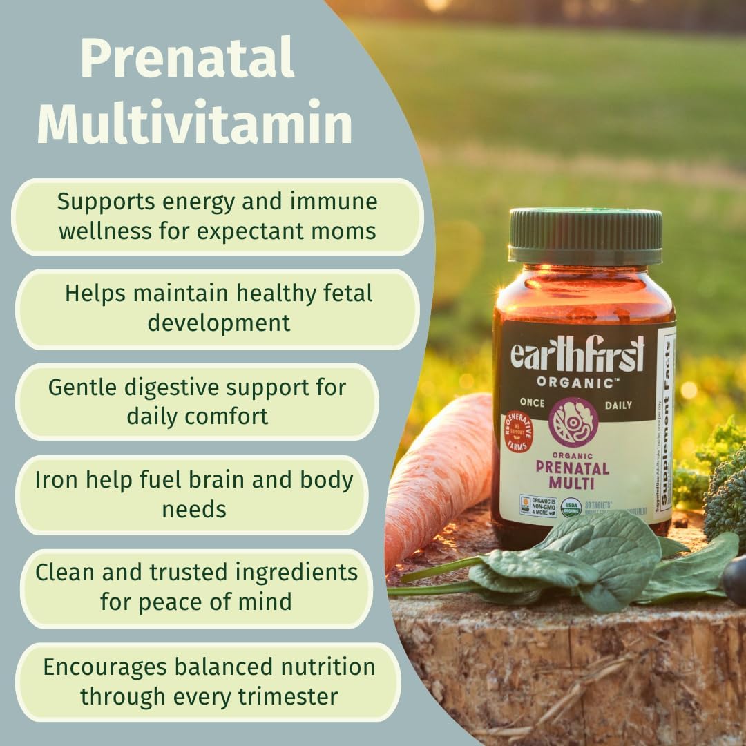 EarthFirst Organic Multivitamínico Prenatal Diario - 60 Comprimidos Veganos