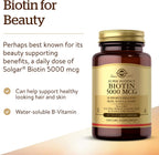 Solgar Biotin 5000 mcg - 180 Cápsulas - Alta Potencia - Con Eyebright, Ginkgo, NAC, Taurina, Carotenoides - Sin Gluten, Vegano