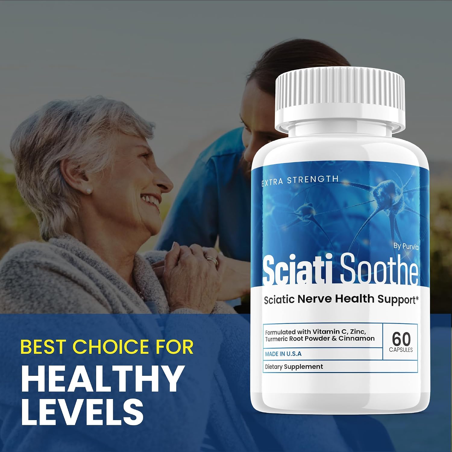 Sciatisoothe Suplemento para el Bienestar Nervioso - Cápsulas de Vitaminas y Minerales - Fórmula Avanzada (60 Cápsulas)