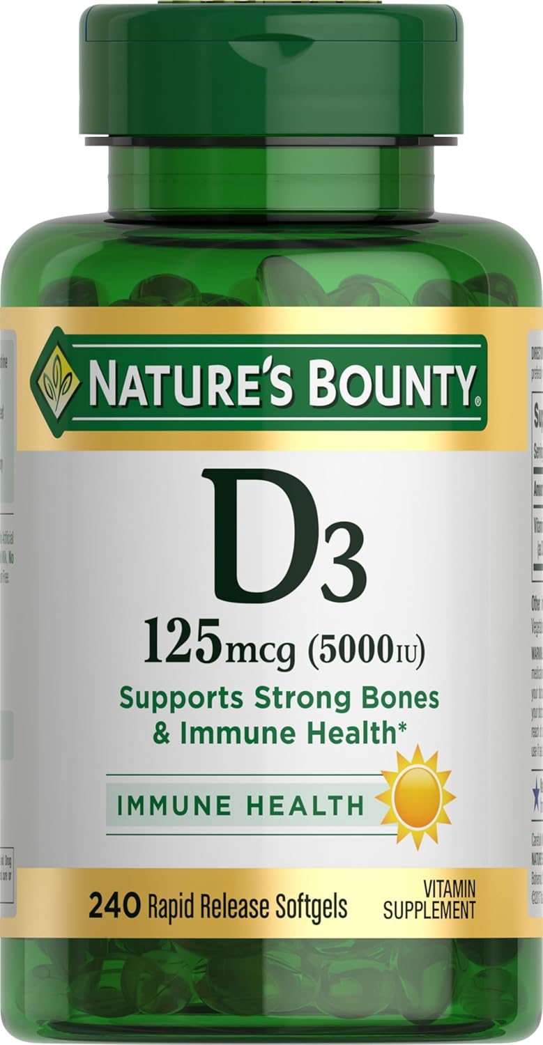 Nature's Bounty Vitamina D3 5000 IU Cápsulas Blandas de Liberación Rápida, 150 Unidades