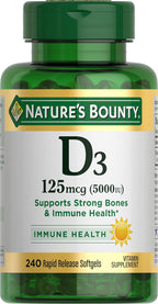 Nature's Bounty Vitamina D3 5000 UI Cápsulas Blandas, 240 unidades.