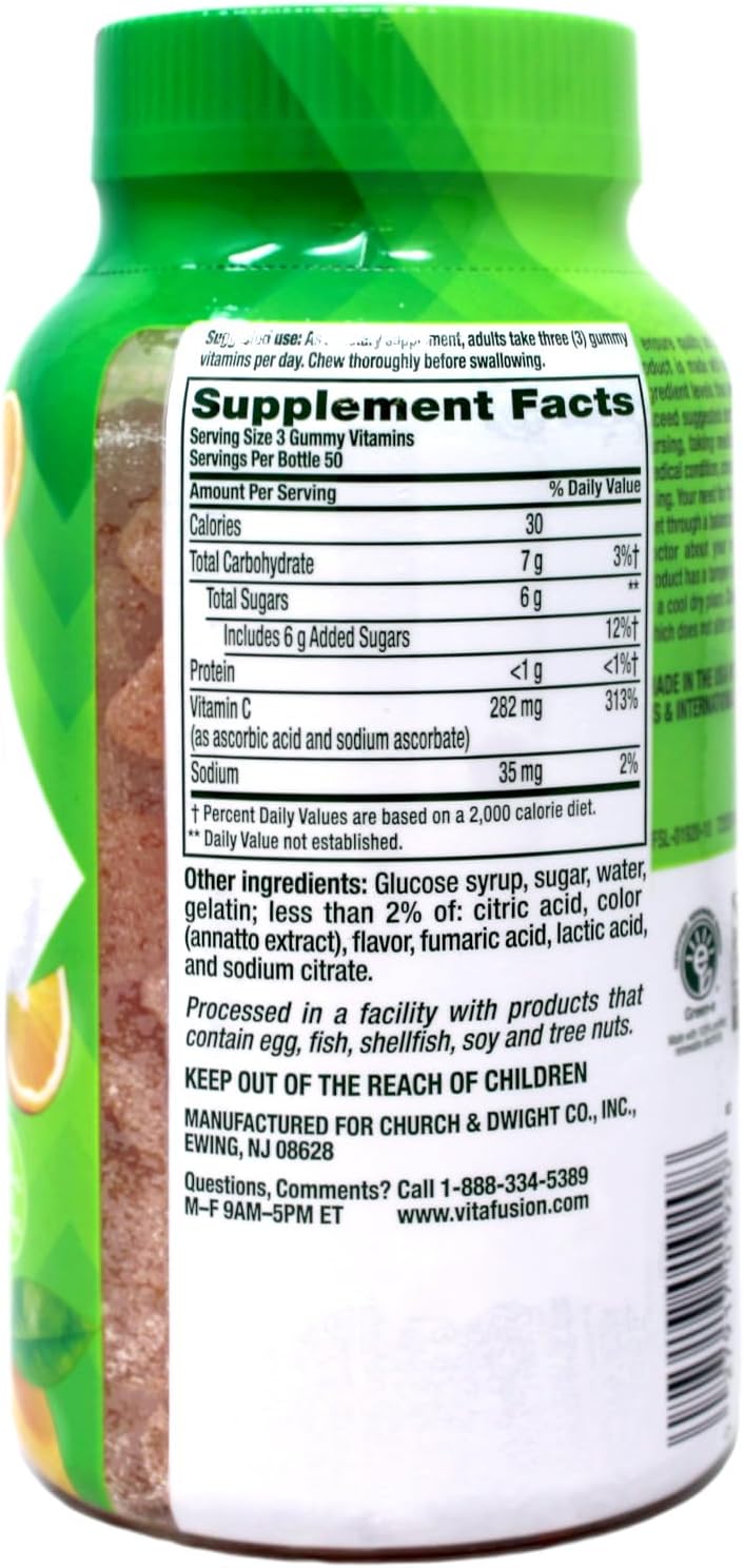 Vitafusion Power C Gominolas de Vitamina C, 500 mg, Pack de 4