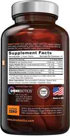 OmniBiotics Ultimate Vitamina C 2000 mg con Zinc, Saúco y D3 – 120 Comprimidos Veganos