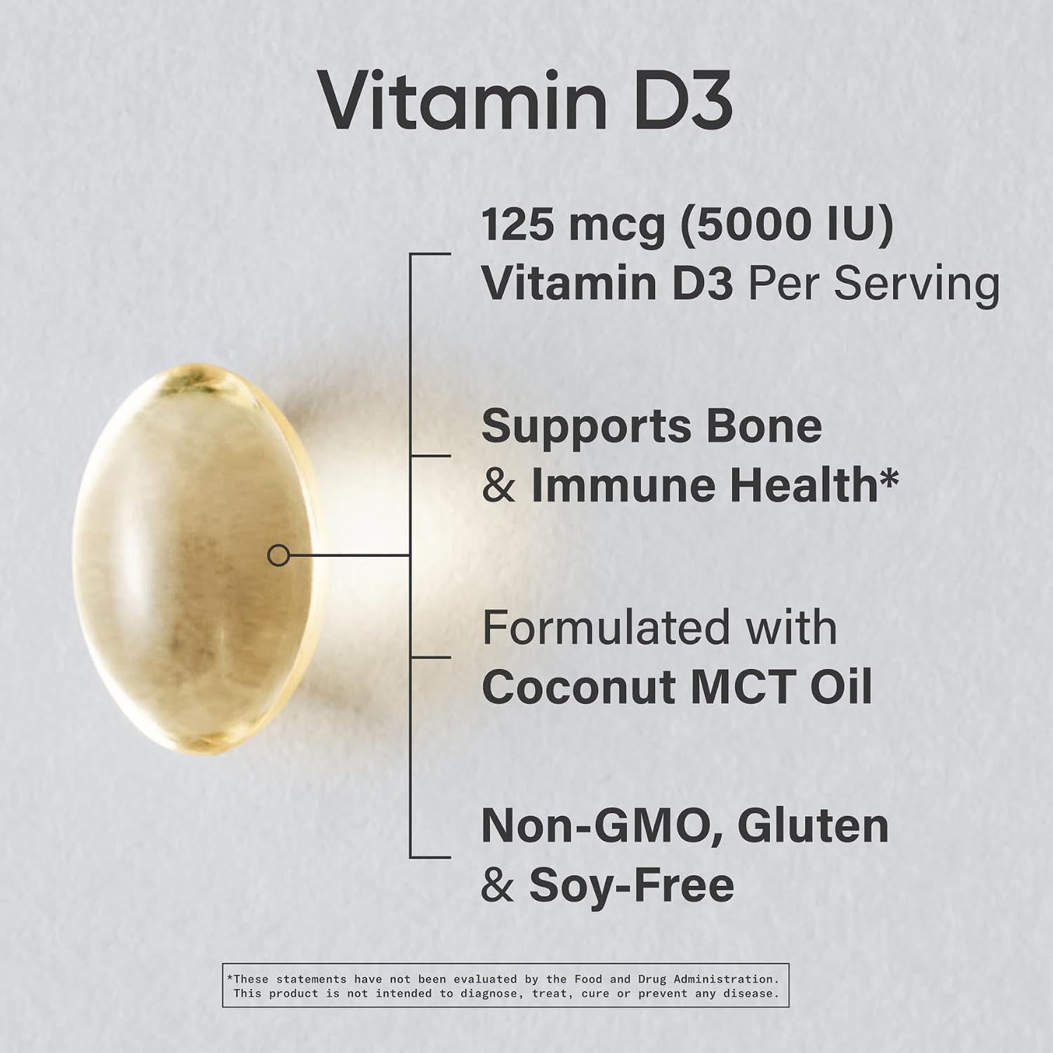 Sports Research Vitamina D3 5000 IU con Aceite de Coco MCT - 30 Cápsulas Blandas