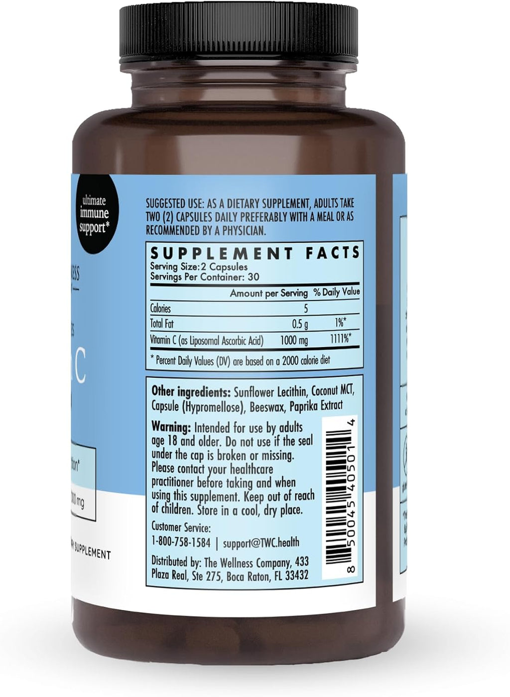 The Wellness Company Vitamina C Liposomal – Absorción Óptima para el Sistema Inmunitario | 30 Días