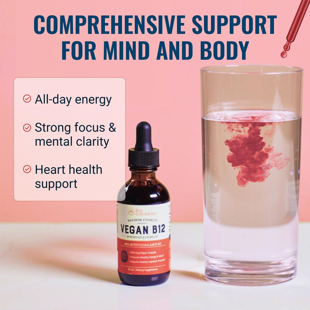 Live Conscious Vitamina B12 Vegana Sublingual - Metilcobalamina 5000 mcg