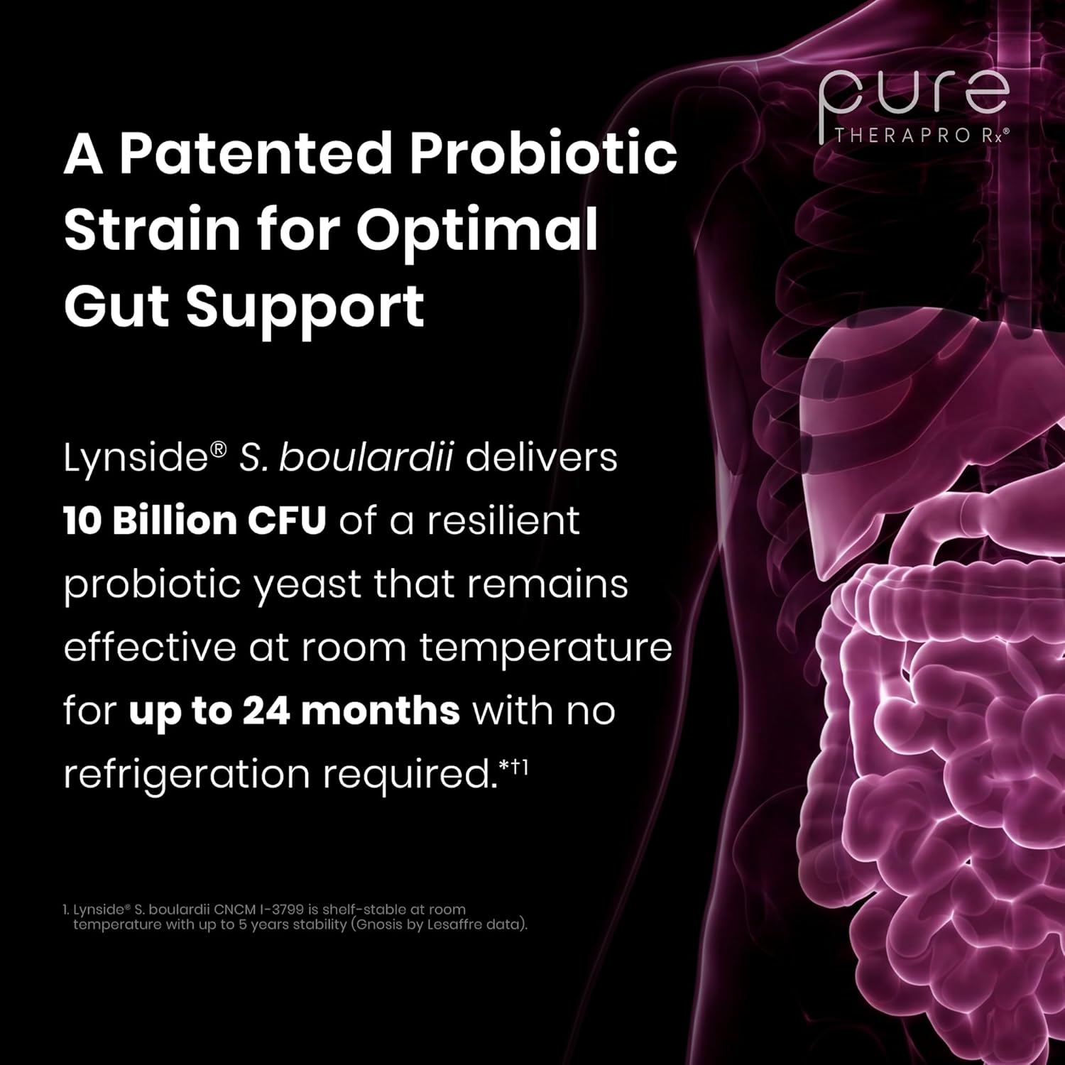 Pure TheraPro Rx Saccharomyces Boulardii – Probiótico 10 mil millones UFC, 120 cápsulas