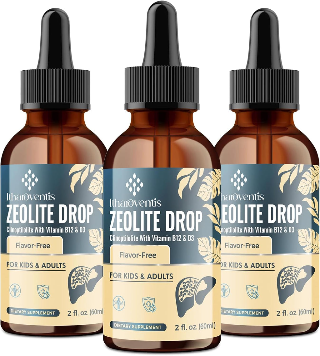 Itharoventis Gotas de Zeolita con Vitamina B12 y D3 - para Niños y Adultos - Sabor Natural a Monk Fruit - 118 ml