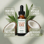 Live Wise Naturals Vitamina D3 1000 UI (25 mcg) Gotas - Fórmula Ultra Concentrada, Absorción Rápida, Vegana, con Aceite MCT Orgánico y Dosificador Microdosis