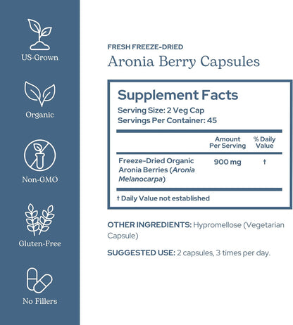 Eclectic Institute Cápsulas de Aronia Orgánica Liofilizada Cruda - 90 Cápsulas (450 mg) – Image 2