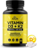 HerbaMe Vitamina D3 5000 UI + K2 con Magnesio Bisglicinato | Salud Ósea, Muscular e Inmune | 90 Cápsulas
