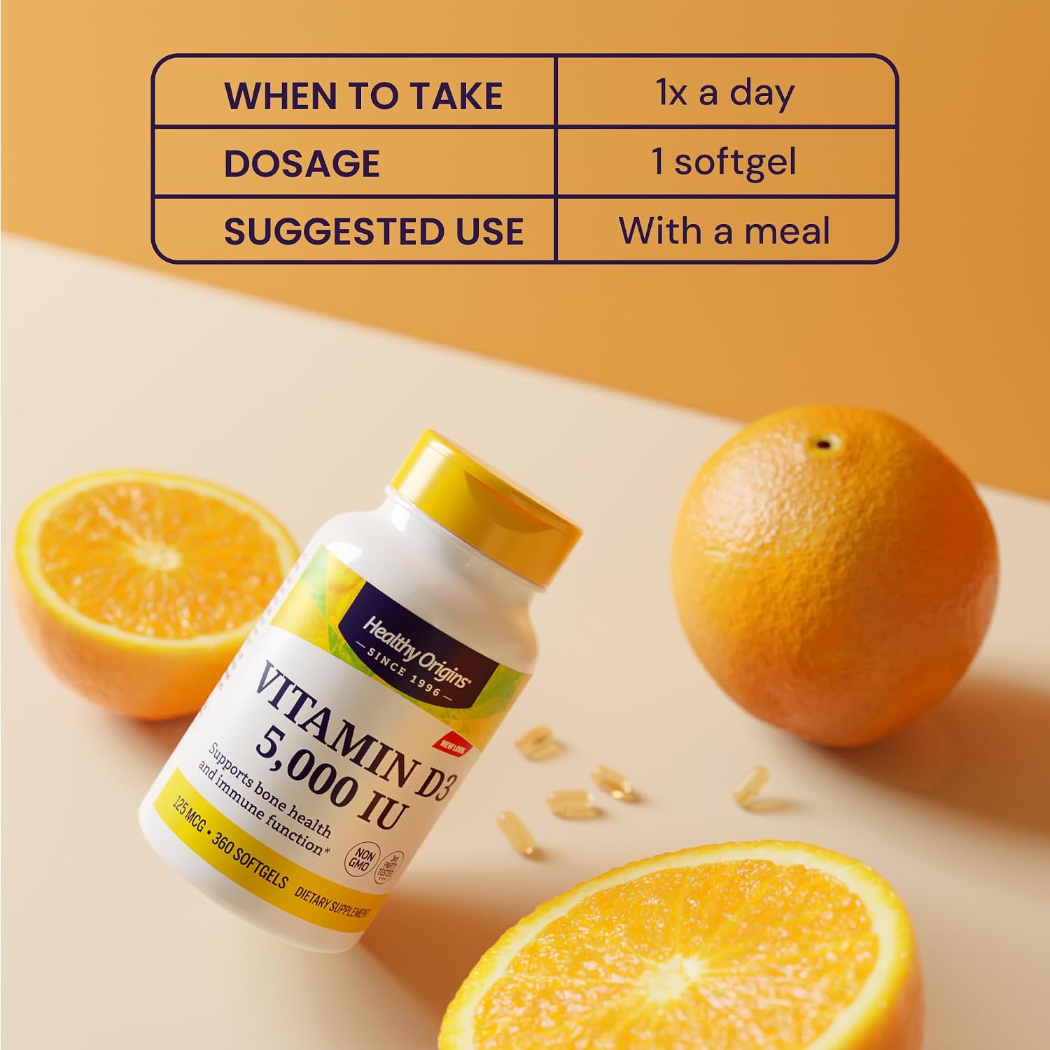 Healthy Origins Vitamina D3 5000 UI (Lanolina) - 360 Cápsulas Blandas