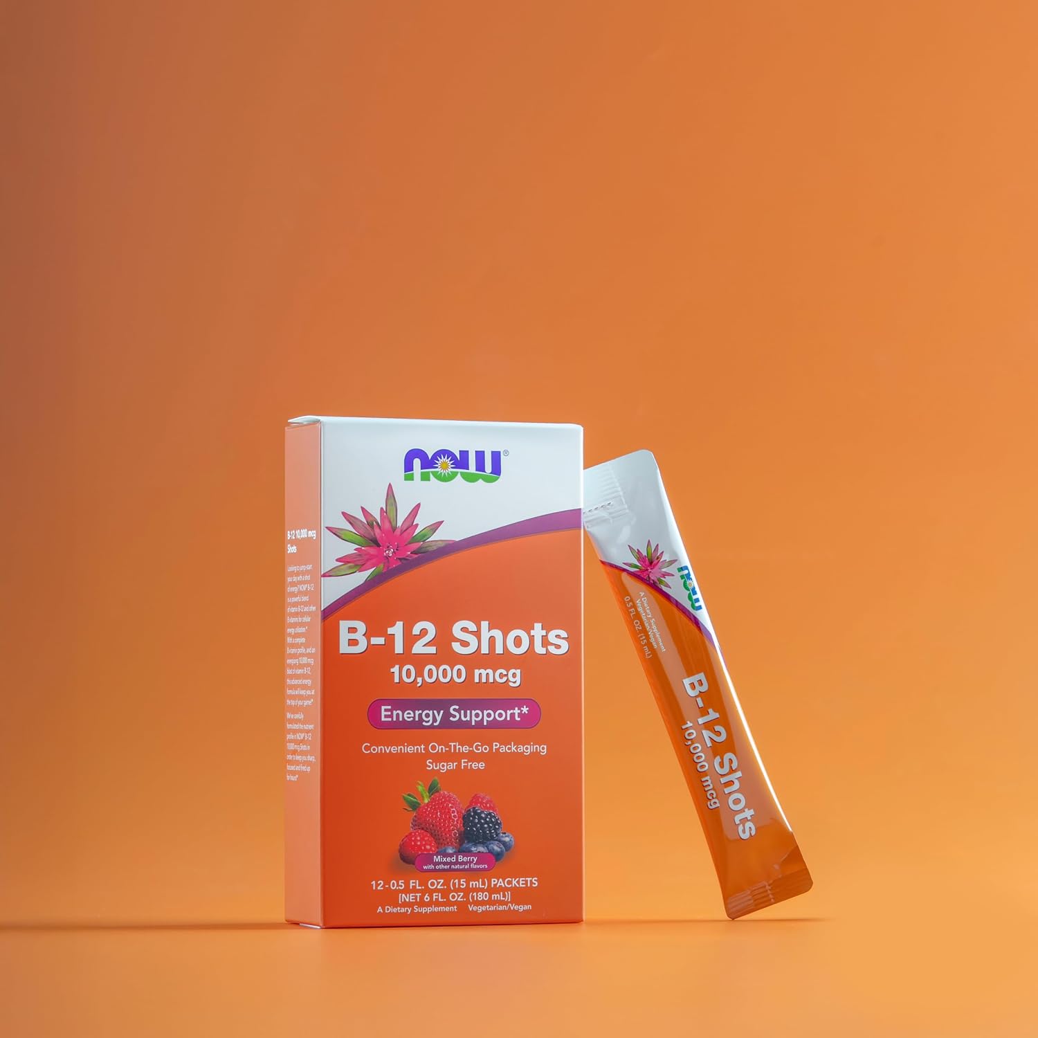 NOW Foods B-12 10.000 mcg Shots (0,5 oz, 12 unidades) Sabor Bayas Variadas
