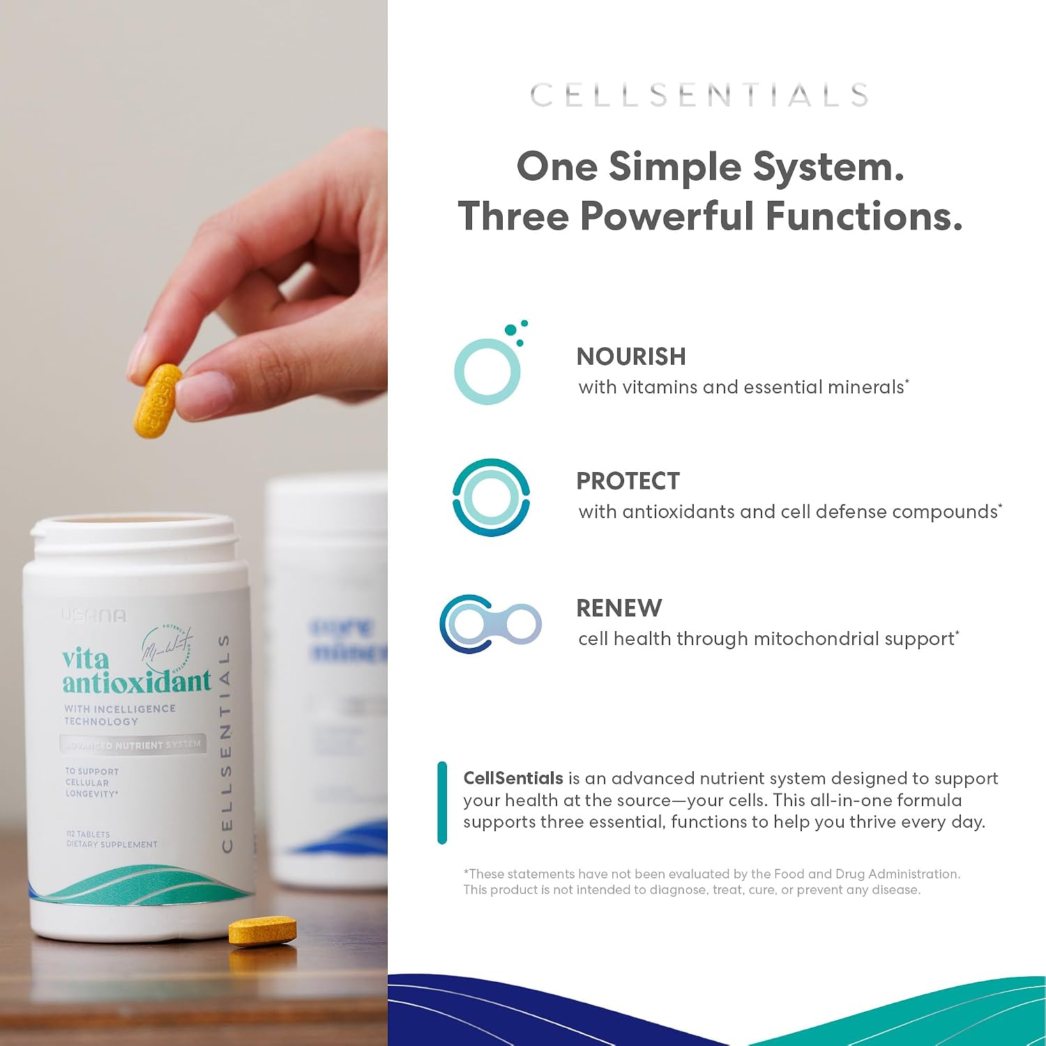 USANA CellSentials - Core Minerals y Vita Antioxidant con tecnología InCelligence - 112 comprimidos - 28 días