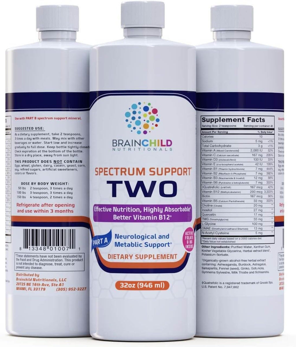 BrainChild Nutritionals Spectrum Support II P5P - Multivitamínico Líquido con B6 Activa y Hierbas, Sin Gluten, 473 ml (16 oz) - Sin Sabor