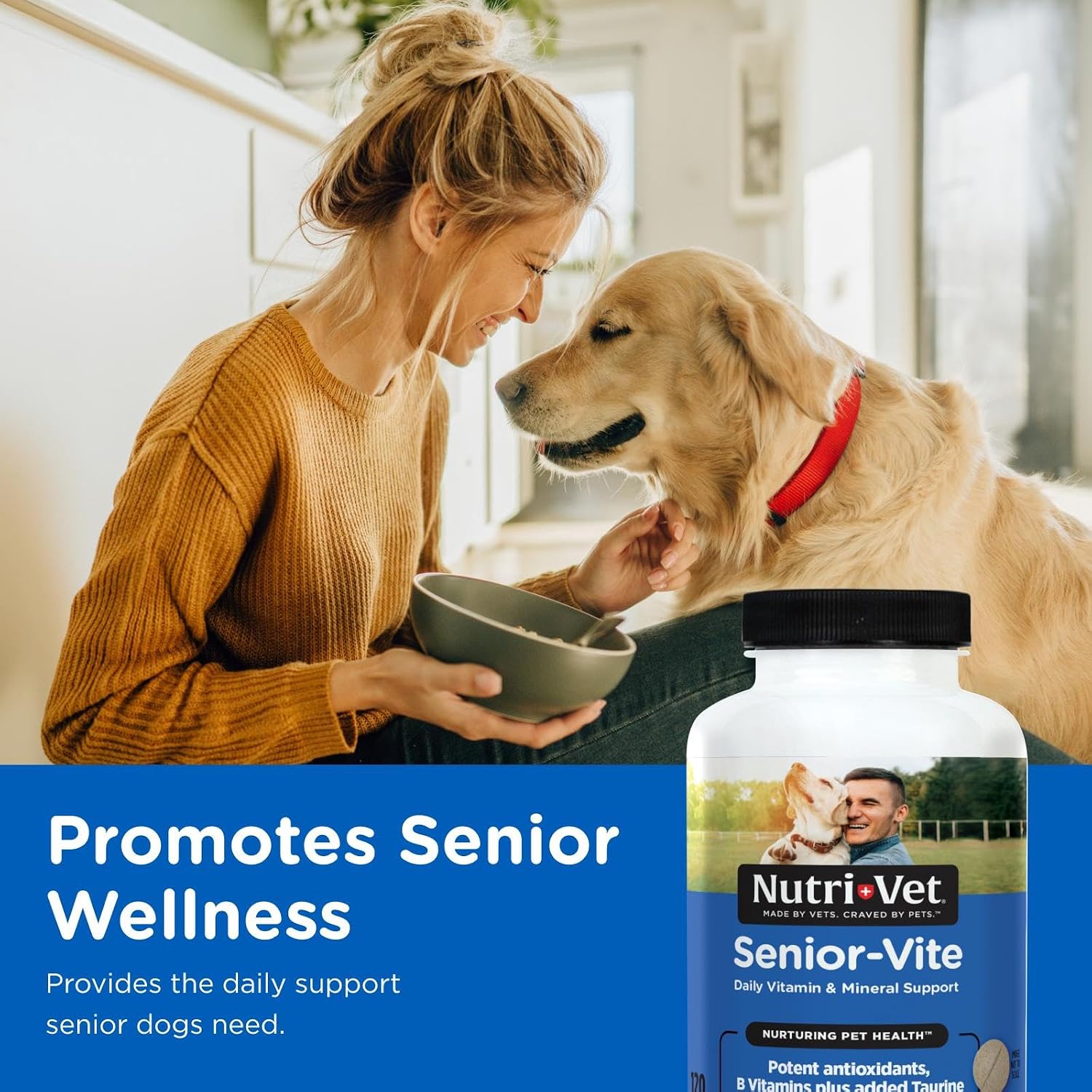Nutri-Vet Senior-Vite Multivitamínico Masticable para Perros Mayores, 120 comprimidos