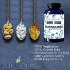 Pure Affinity Nicotinamida 500 mg, 200 Cápsulas - Vitamina B3 Sin Flush