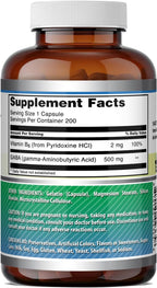 Amazing Formulas GABA con Vitamina B6 | 500 mg por Cápsula | 200 Cápsulas