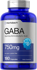 Horbäach GABA 750mg | 180 Cápsulas de Gamma Aminobutírico | Suplemento No Transgénico y Sin Gluten