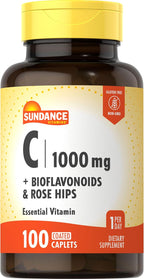 Sundance Vitamina C 1000 mg con Rosa Mosqueta y Bioflavonoides | 100 Caplets Recubiertos | Vegetariano, No GMO y Sin Gluten