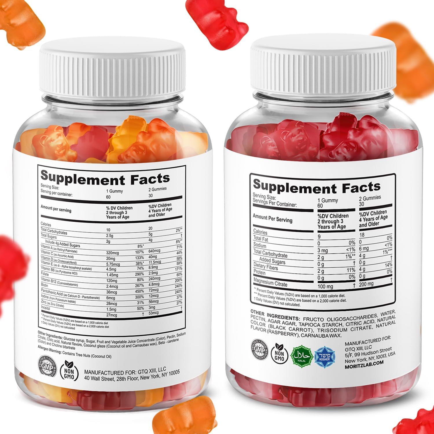 DR. MORITZ Gominolas de Magnesio y Multivitamínicas para Niños (240 Gominolas)