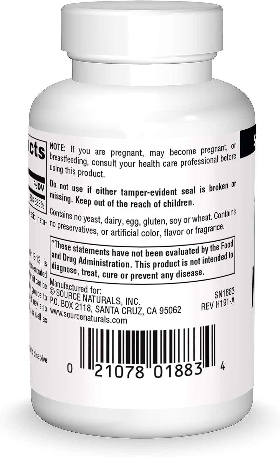 Source Naturals Metilcobalamina Vitamina B12 5 mg Sabor Cereza - 120 Comprimidos