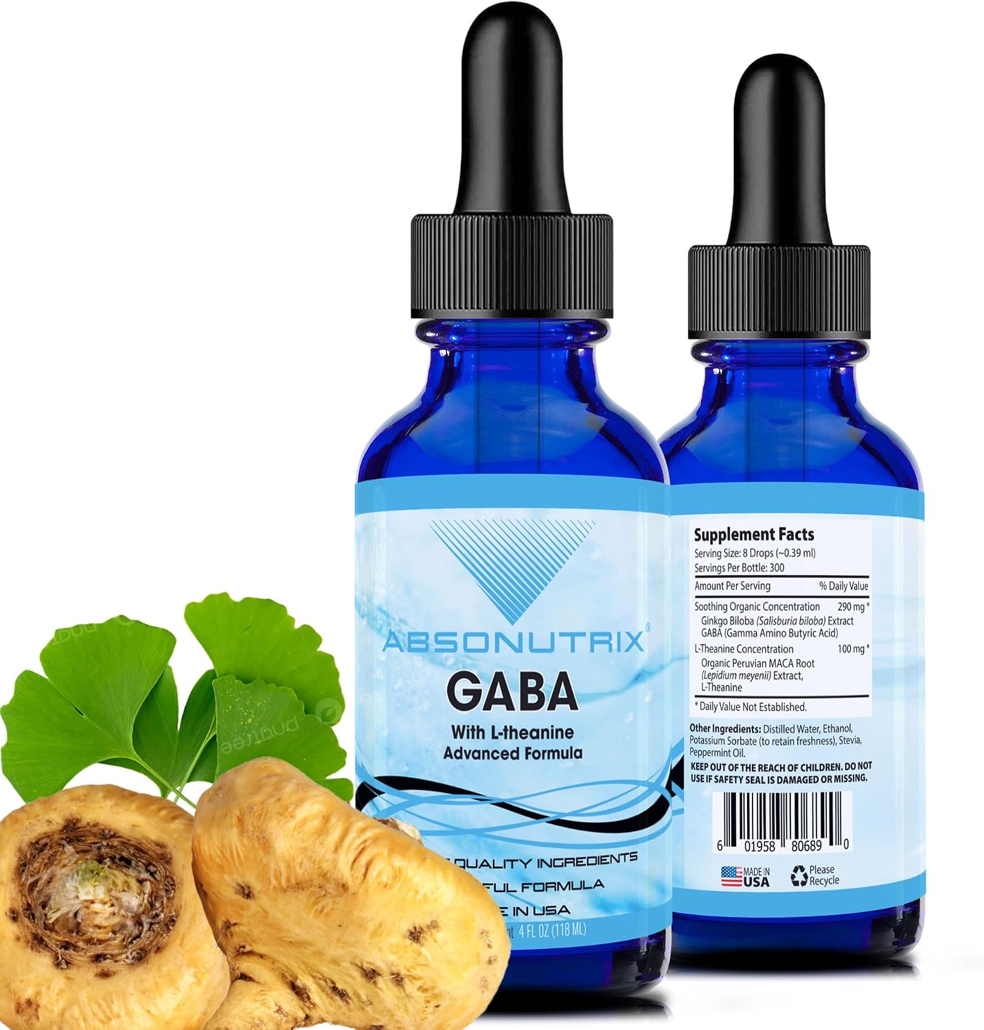 GABA con L-Teanina 290 mg, 118 ml (4 oz) – Suplemento Líquido