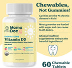 MamaDoc Rx Vitamina D3 Orgánica Masticable para Niños y Adolescentes | 800 UI | Sin Azúcar, Vegano, Sin Alérgenos | 2 Meses de Suministro | Edad 3+