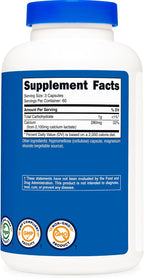 Nutricost Lactato de Calcio 2,100mg - 180 Cápsulas - Vegano, Sin Gluten