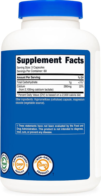 Nutricost Lactato de Calcio 2,100mg - 180 Cápsulas - Vegano, Sin Gluten – Image 5