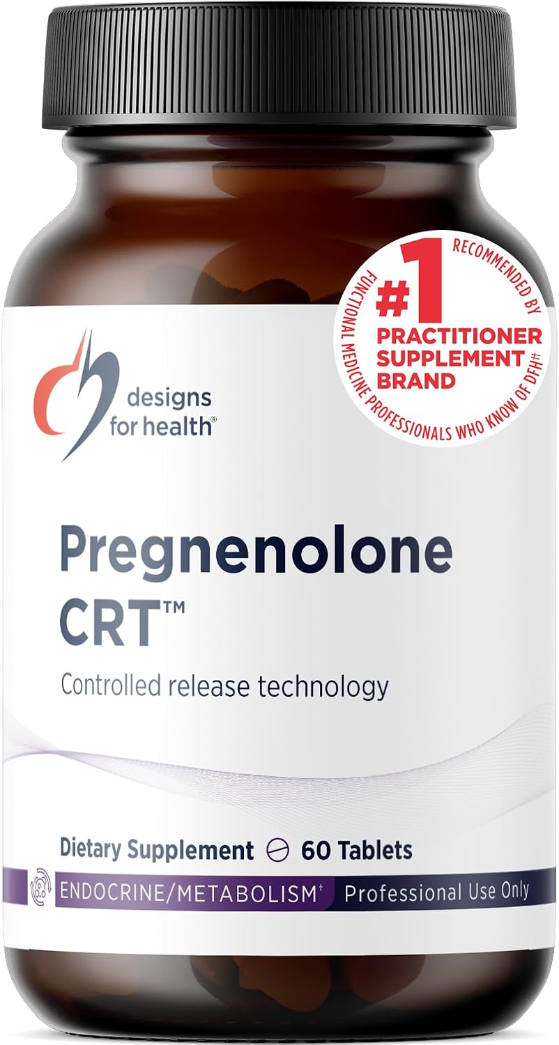 Designs for Health Pregnenolone CRT - 30 mg - Liberación Controlada (10-12 horas) - Precursor Hormonal - Vegano - No GMO (60 comprimidos)