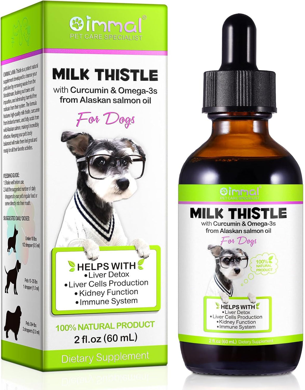 Gotas de Cardo Mariano para Perros - ALIVO - Apoyo Hepático con Curcumina y Omega 3, Sabor Bacon (59 ml)