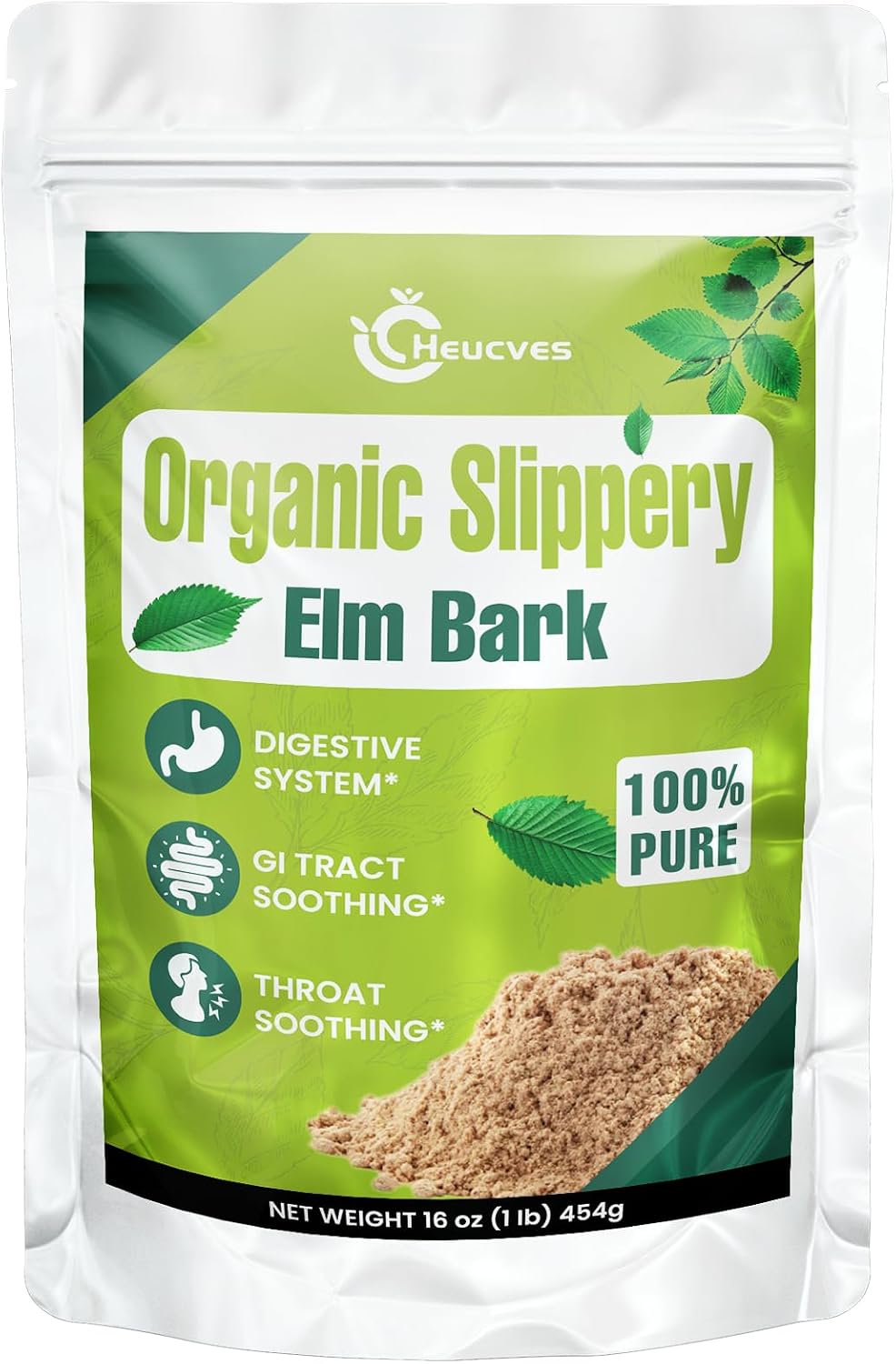Slippery Elm (Olmo Americano) en Polvo Orgánico - 1 Libra (454 g)