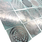 Pegatinas Metálicas de Orgonita Flower of Life - 15 Piezas (Plateado)