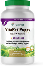 NaturVet VitaPet Multivitamínico para Cachorros con Aliento Fresco - 60 Comprimidos Masticables de Liberación Prolongada