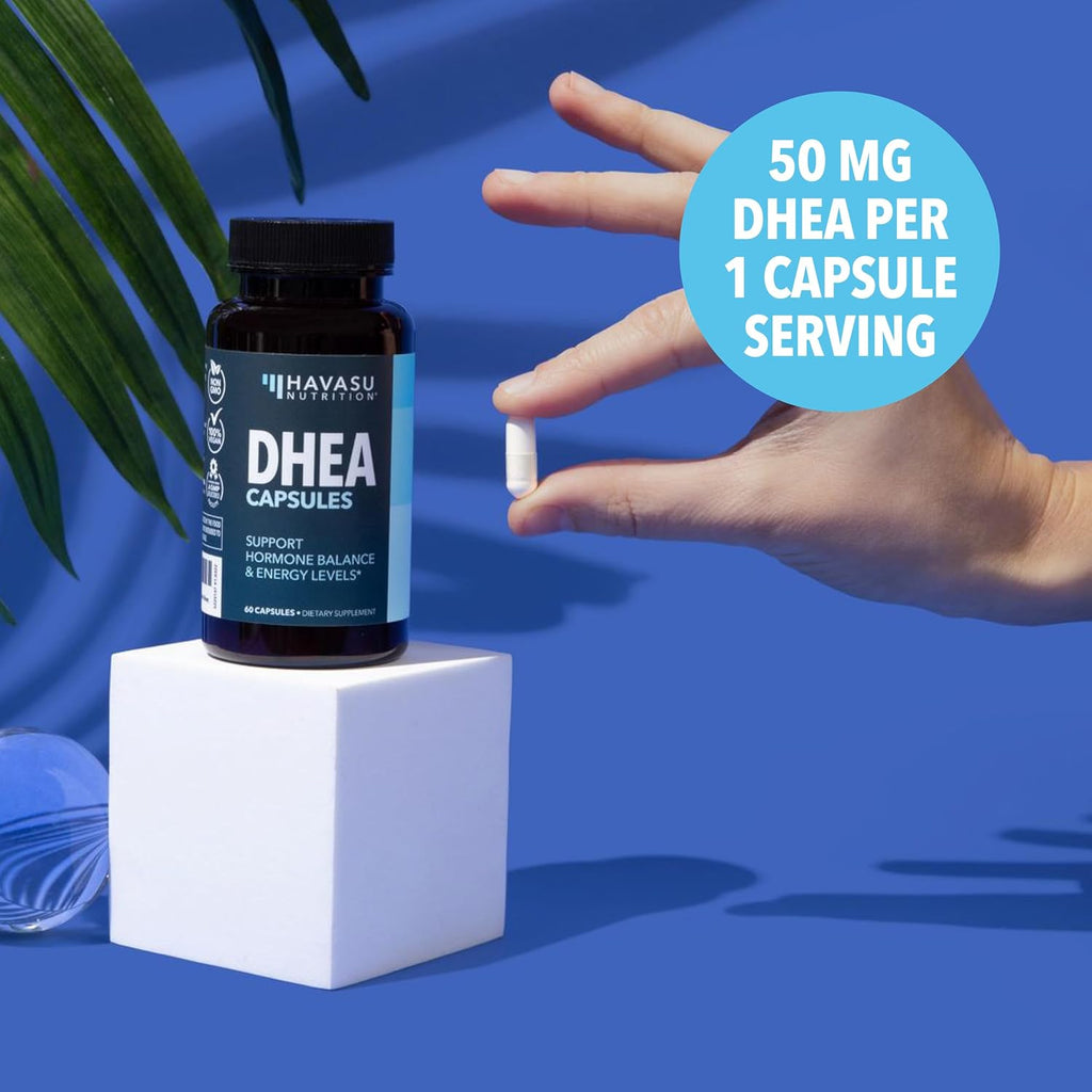 DHEA 50mg - Suplemento de Dehidroepiandrosterona para Hombres y Mujeres - 60 Cápsulas Veganas