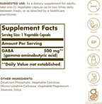 Solgar GABA 500 mg, 50 Cápsulas Vegetales