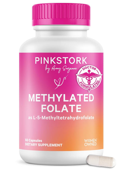 Pink Stork Folato: Metil Folato - 60 – Forma activa: Opte por L-5-Metilfolato si tiene la mutación MTHFR o desea – Image 1