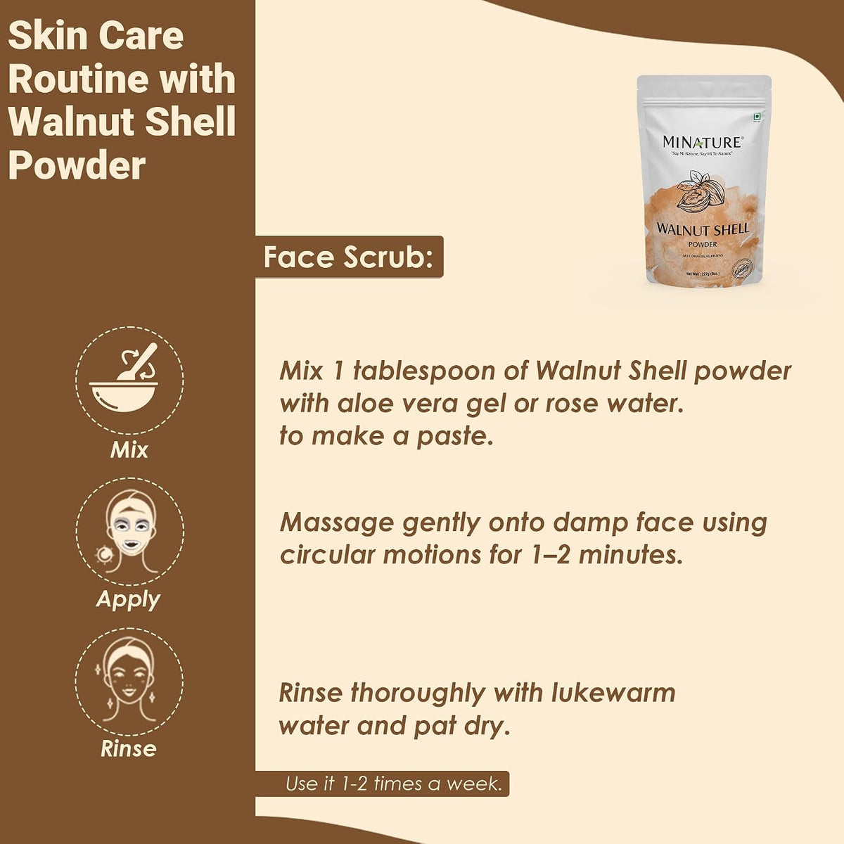Polvo de Cáscara de Nuez Natural - Exfoliante Casero 227g – Image 6