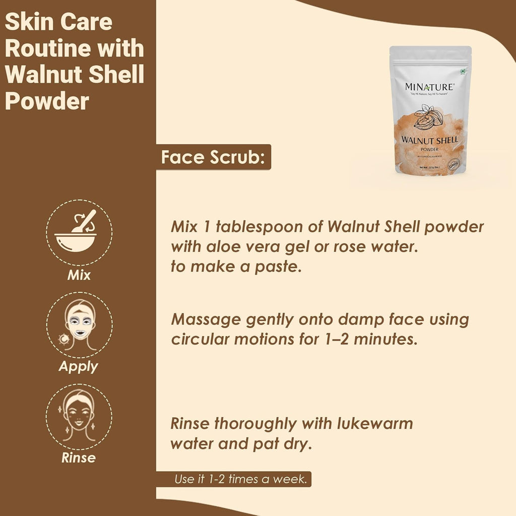 Polvo de Cáscara de Nuez Natural - 227g - Exfoliante Casero - mi nature