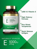 Carlyle Vitamina E 1000 UI con Tocoferoles Mixtos, 120 Cápsulas Blandas