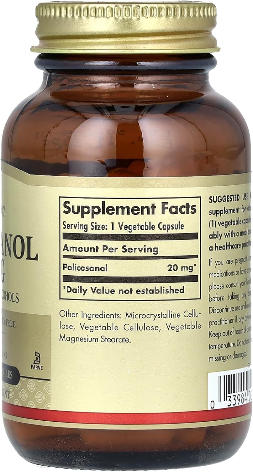 Solgar Policosanol, 20 mg, 100 Cápsulas Vegetales