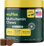 Wuffes 23-in-1 Multivitamínico para Perros en Golosinas Masticables – Apoyo para Piel y Pelaje, Inmunidad y Salud Digestiva – con Omega-3, Hierro y Zinc – 60 unidades