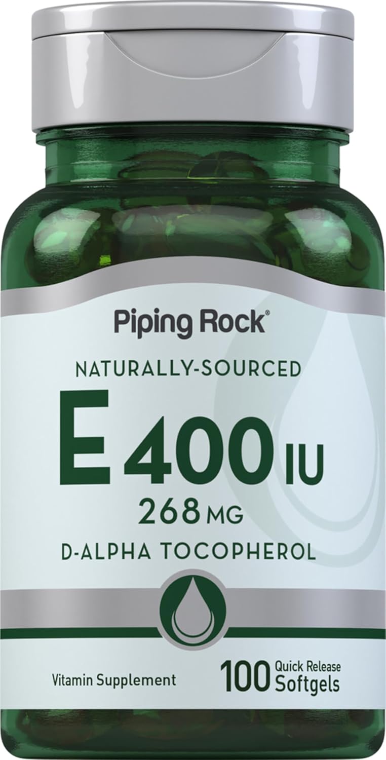 Piping Rock Vitamin E 400 IU Softgel Capsules | 268mg | 100 Pills | D-Alpha Tocopherol | Non-GMO, Gluten Free Supplement – Image 1