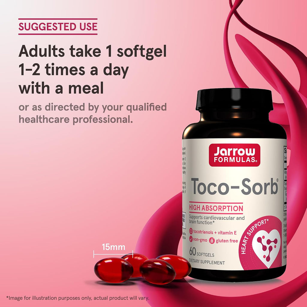 Jarrow Formulas Toco-Sorb – Complejo de Vitamina E y Tocotrienoles, Alta Absorción, 60 Cápsulas