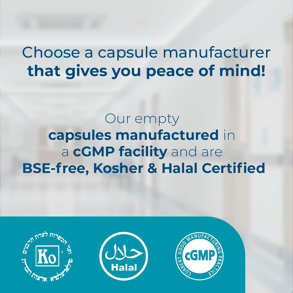 Capsuline Cápsulas Vacías de Gelatina Tamaño 0 - 25000 uds. - Claras - Kosher, Halal, Sin Gluten, No Transgénico