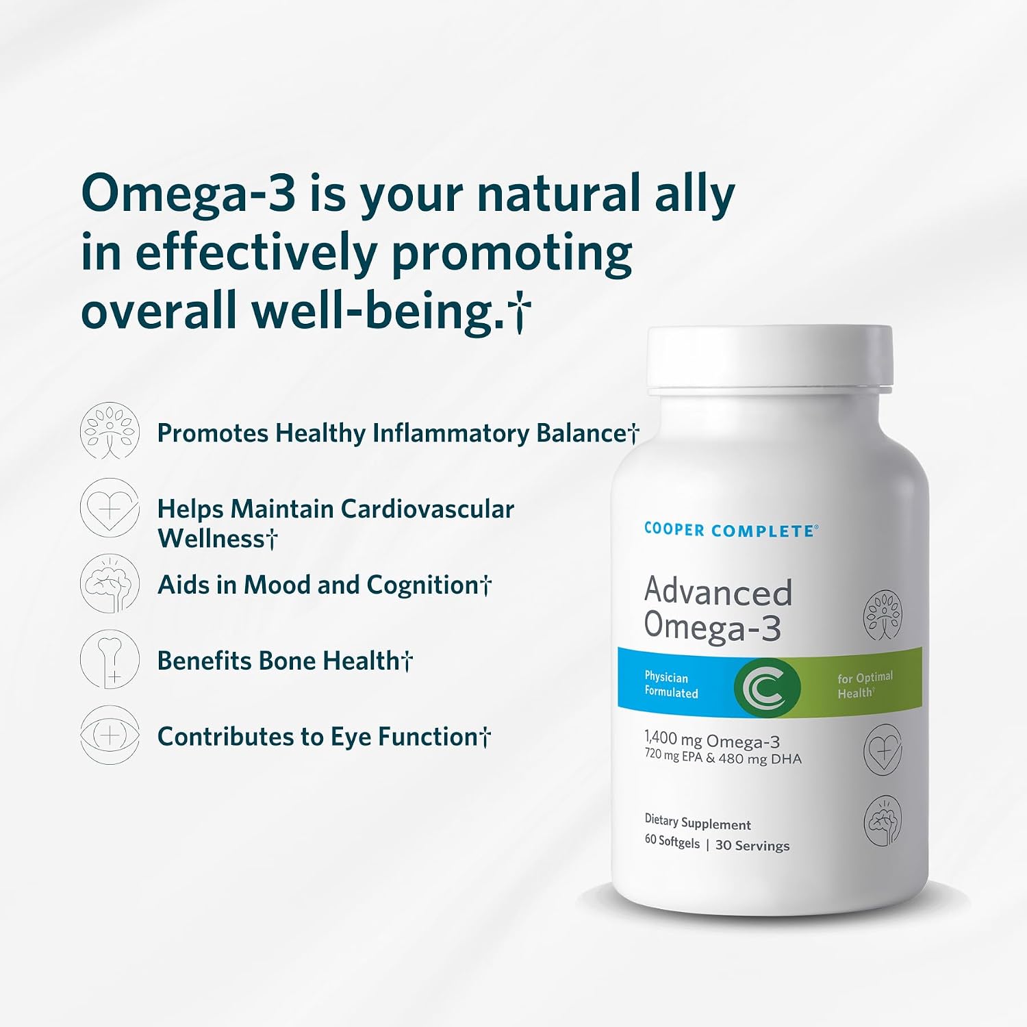 Cooper Complete Basic One Multivitamin Iron Free + Omega-3, 60 Day Supply