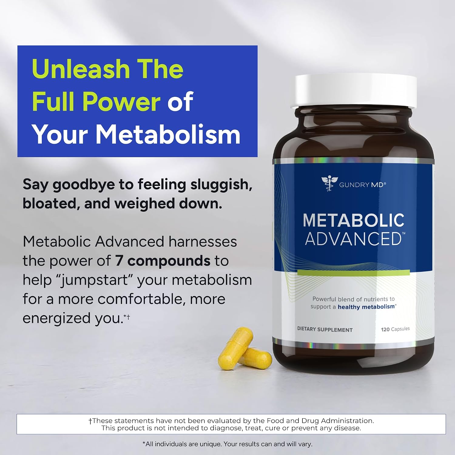Gundry MD Metabolic Advanced Nutrient Blend con Berberina, 120 Cápsulas