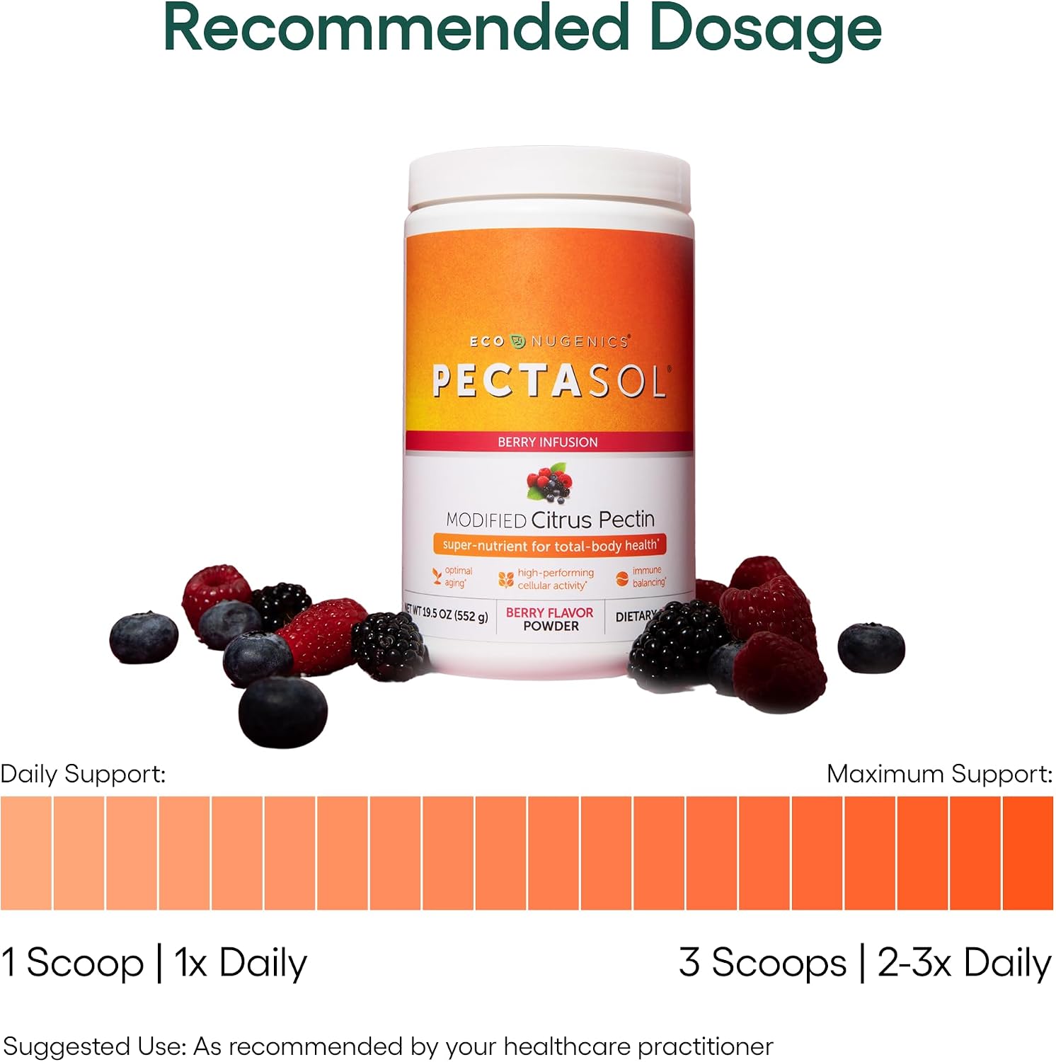 PectaSol Pectina Cítrica Modificada – 551g Polvo de Bayas – Suplemento para la Salud Corporal Total